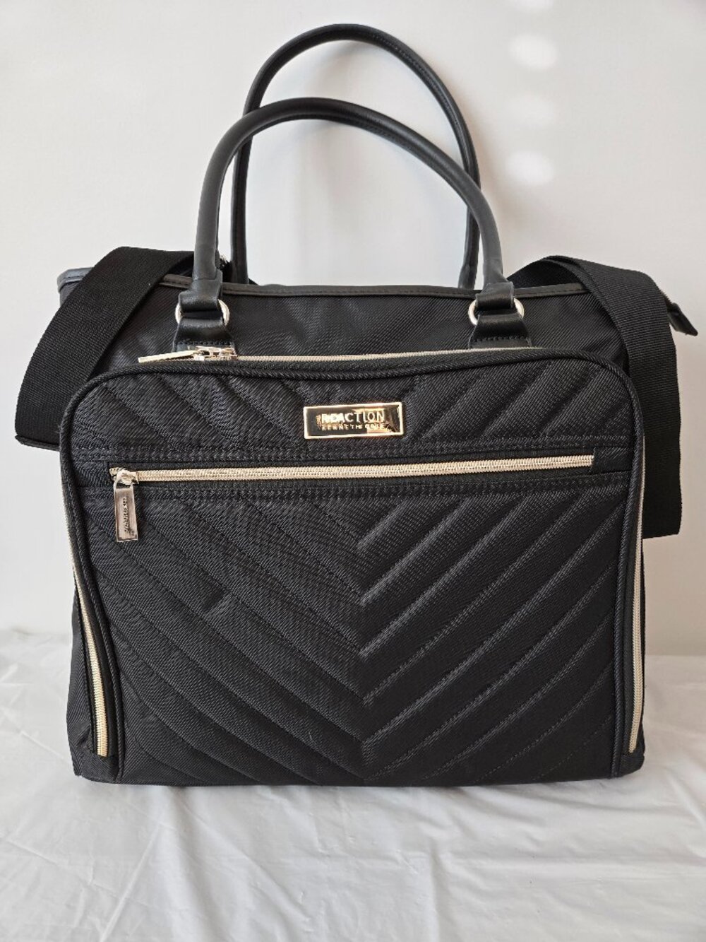 Reaction Kenneth Cole Black Laptop Bag Work Tote Briefcase Shoulder Strap Unisex